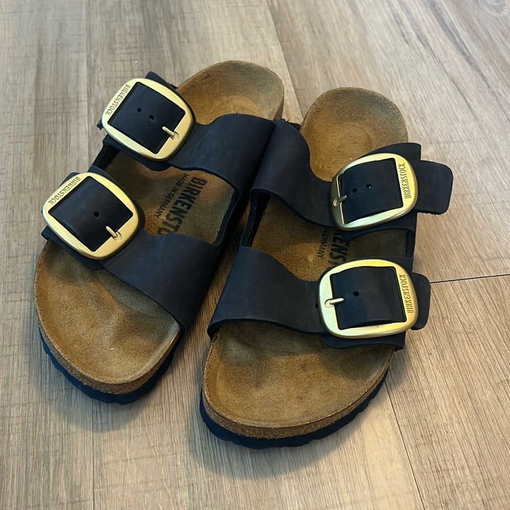 Birkenstock Arizona Big Buckle Nubuck Leather Midnight/Navy Sz 37 US 6-6.5 RARE
